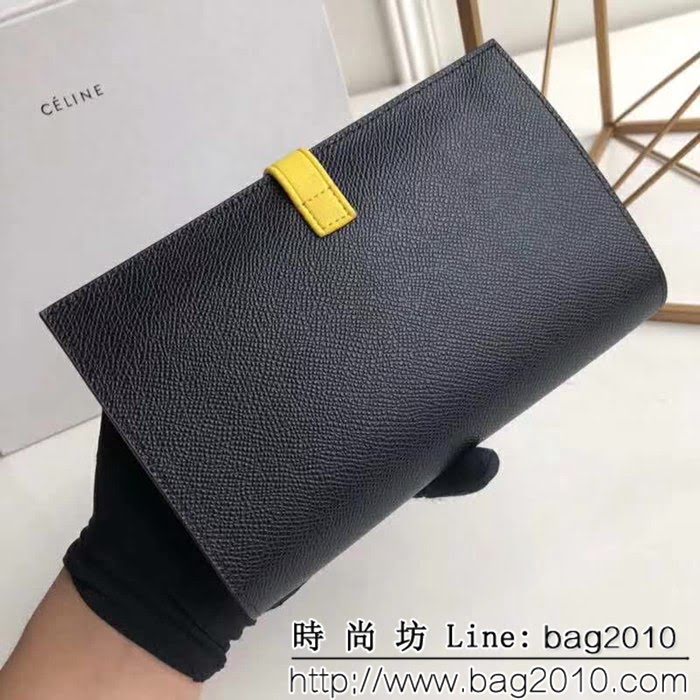 CELINE賽琳原單 專櫃 手掌紋牛皮搭扣拼色錢夾 4148 SL1454